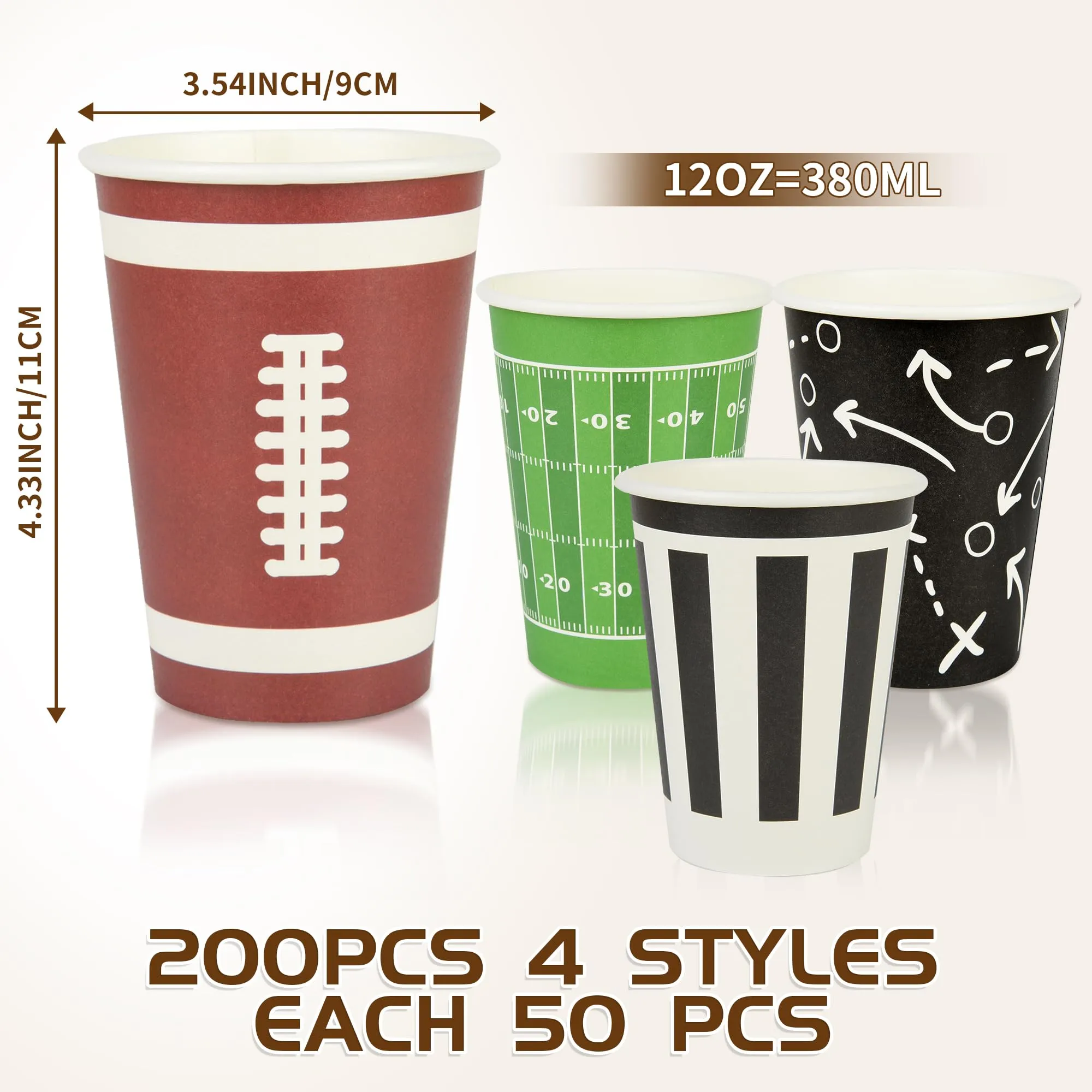 200 Football Themed Disposable Paper Cups