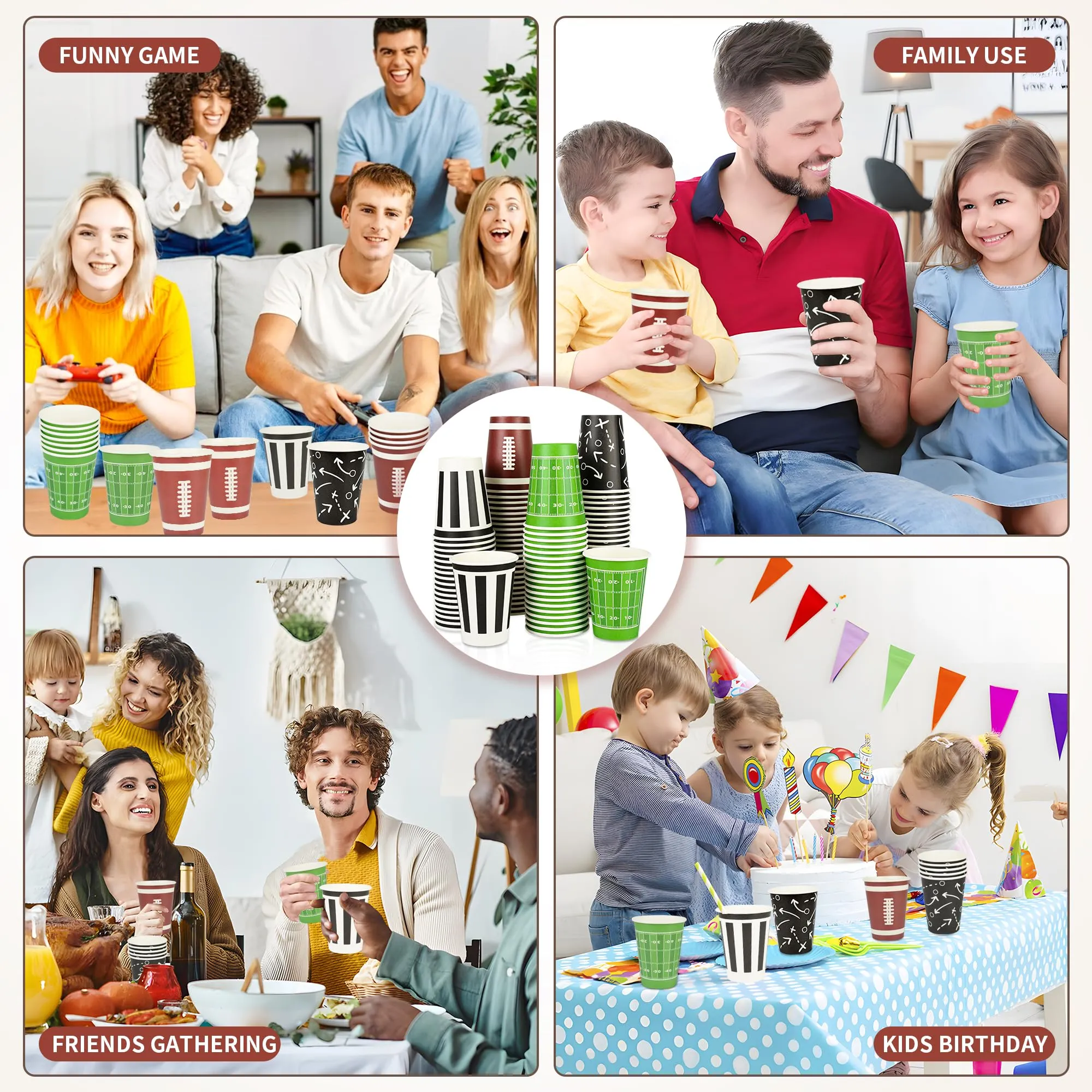 200 Football Themed Disposable Paper Cups