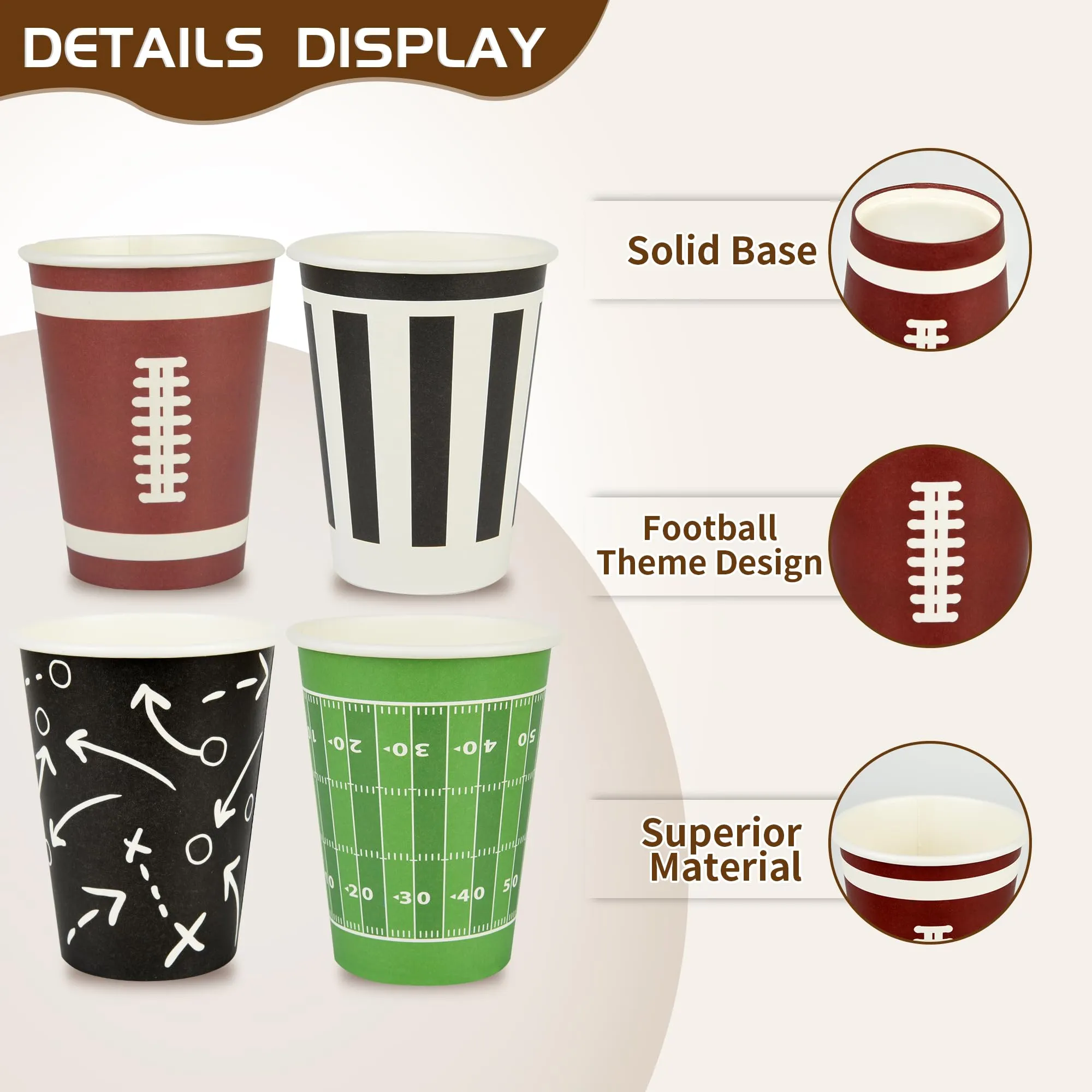 200 Football Themed Disposable Paper Cups