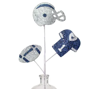24" Glitter Helmet, Jersey, Football Pick: Navy Blue & Silver