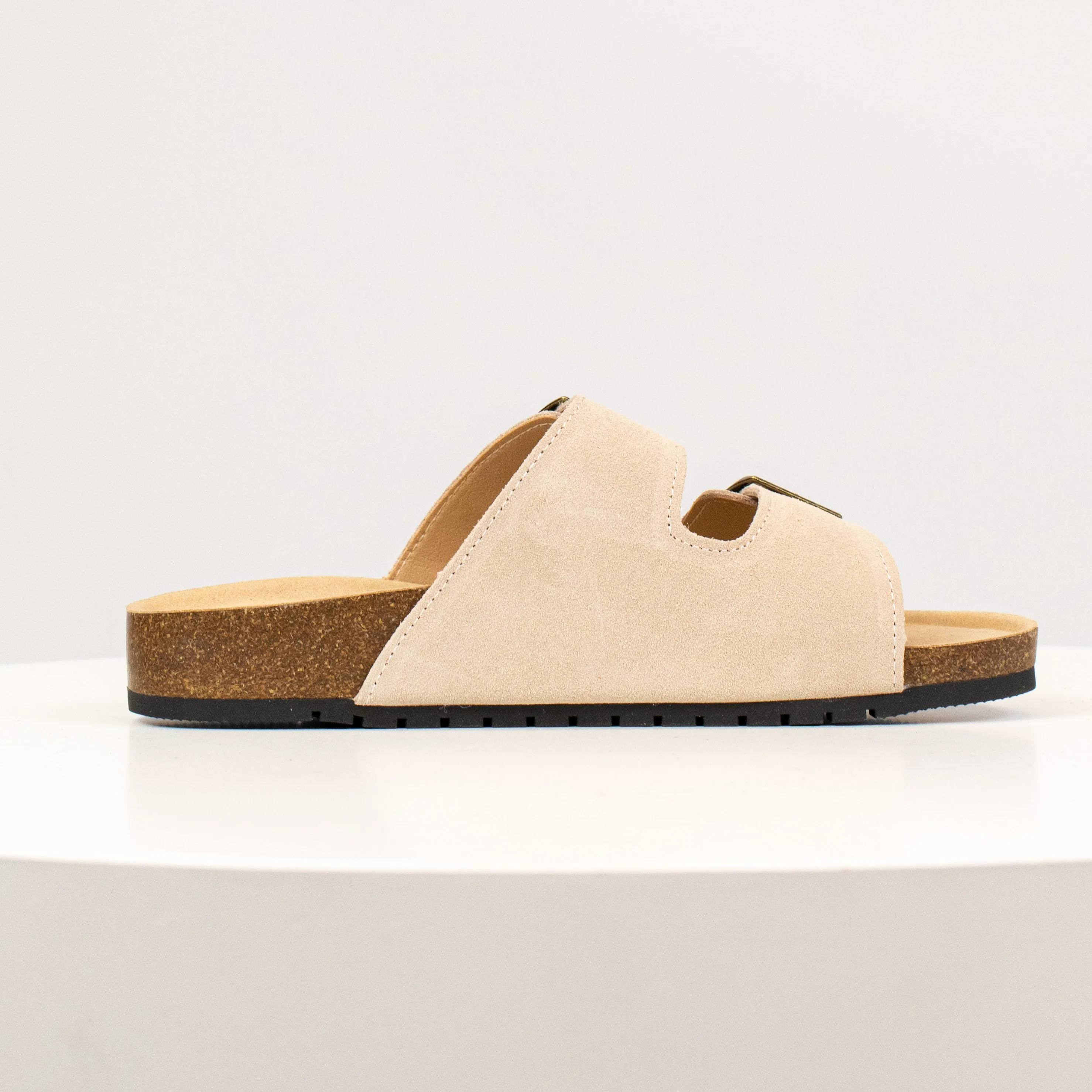 #8333 Open Toe Suede Double Buckle Sandals