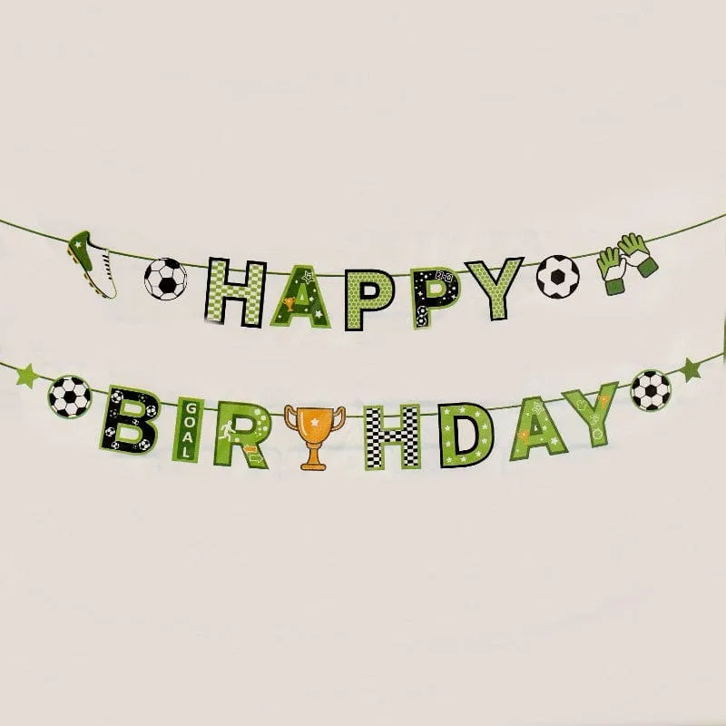 Banner Happy Birthday Football Green ( Large 2 Feet Football )