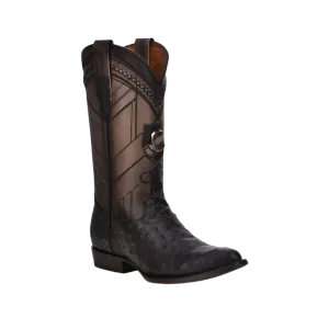 Cuadra Men’s Black Ostrich Laser & Woven Boot