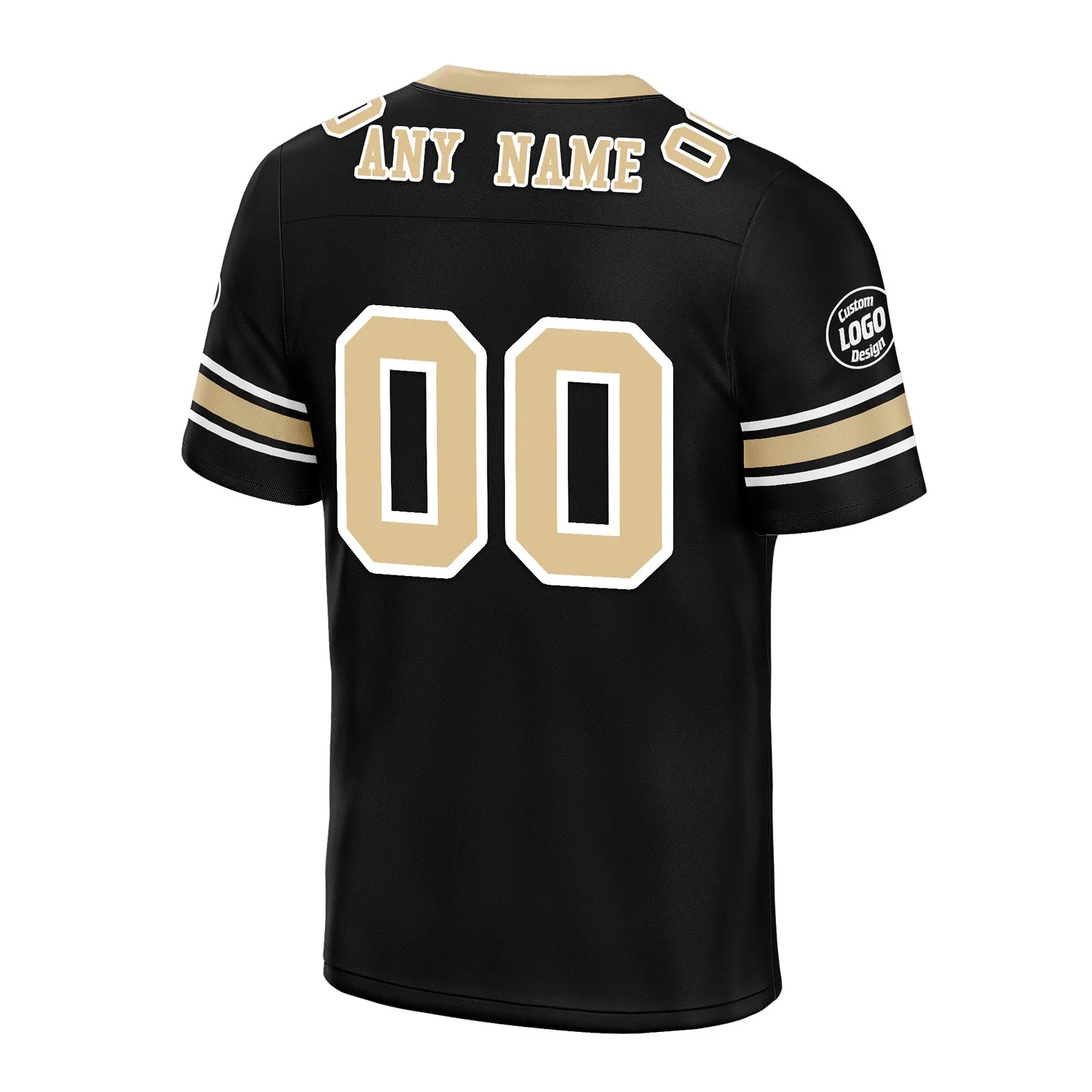 Custom Black Beige New Orleans Personalized Authentic Football Jersey FBJ02-D020256-10