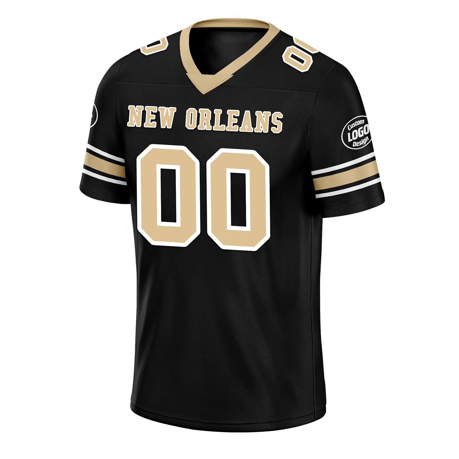 Custom Black Beige New Orleans Personalized Authentic Football Jersey FBJ02-D020256-10