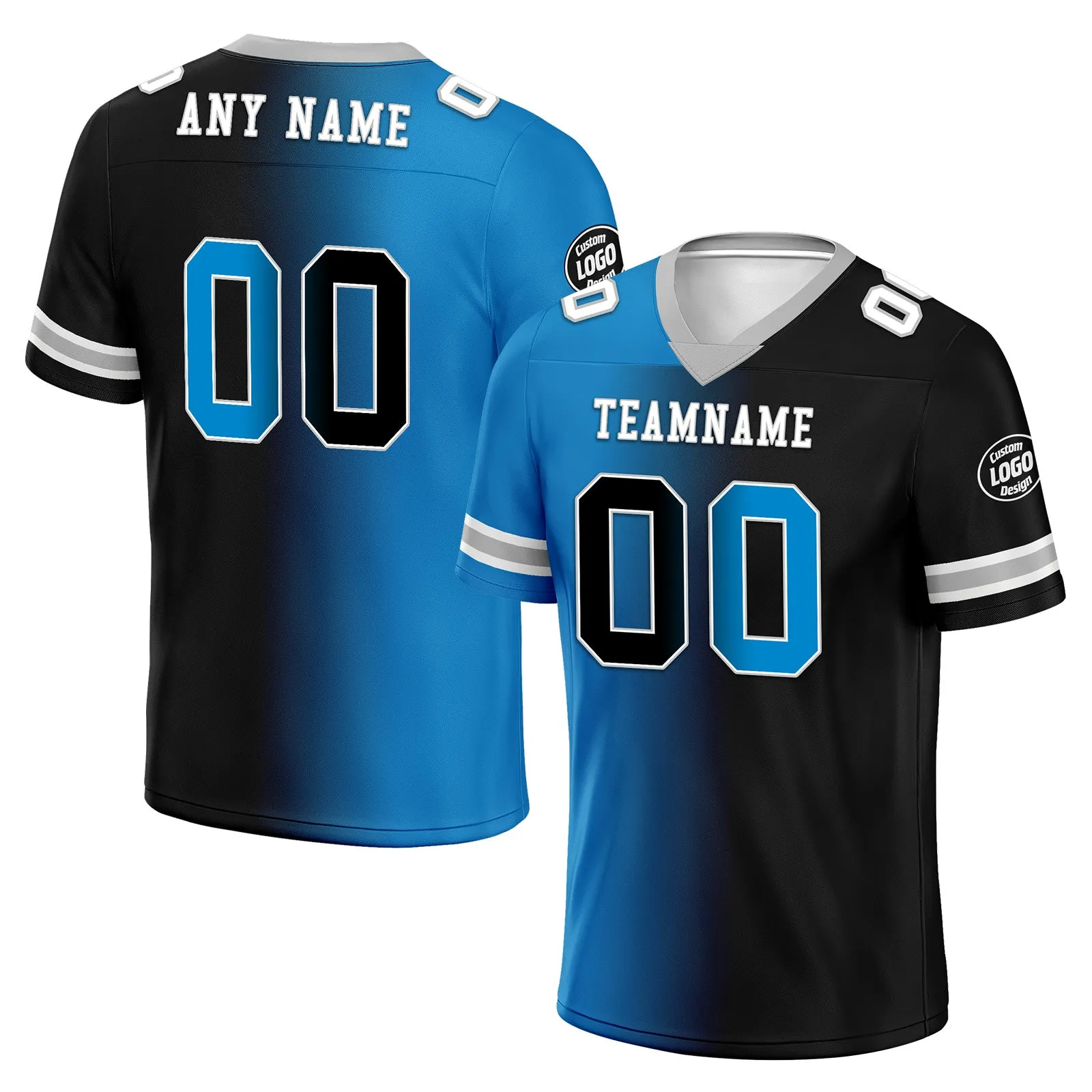 Custom Blue Black North Carolina Personalized Authentic Football Jersey FBJ02-D028017-3
