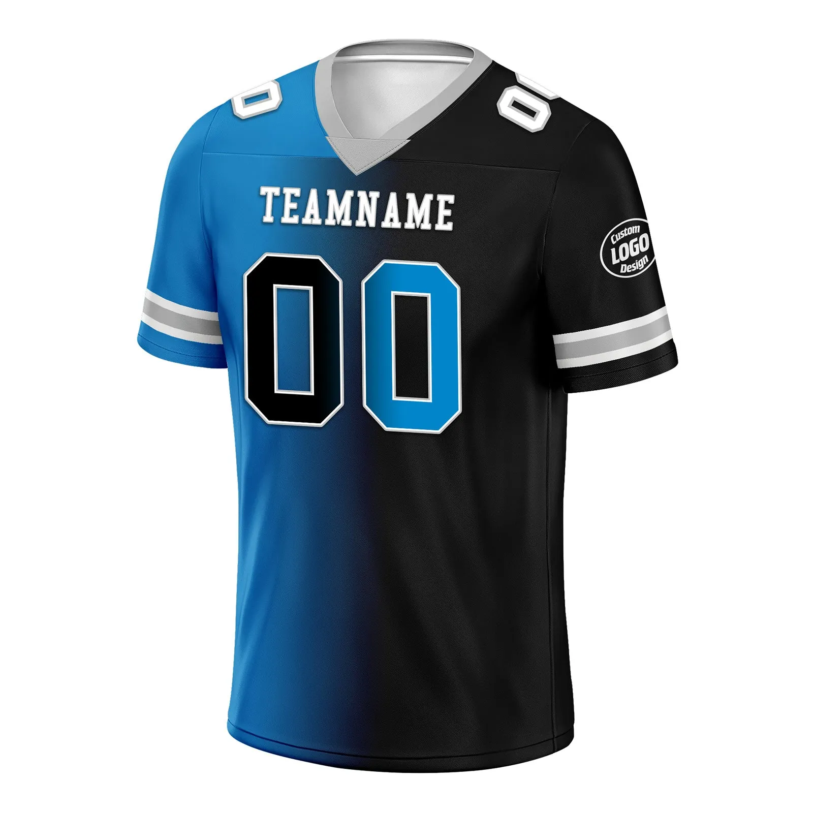 Custom Blue Black North Carolina Personalized Authentic Football Jersey FBJ02-D028017-3