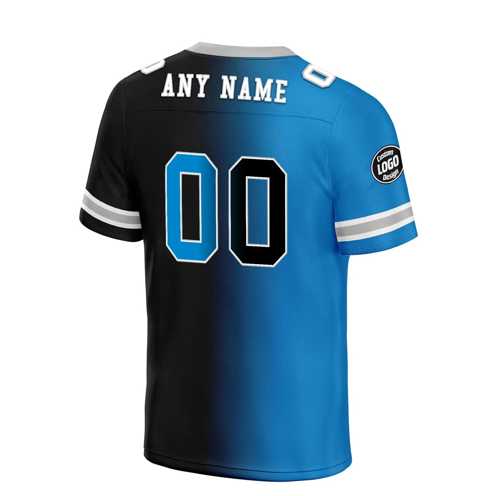 Custom Blue Black North Carolina Personalized Authentic Football Jersey FBJ02-D028017-3