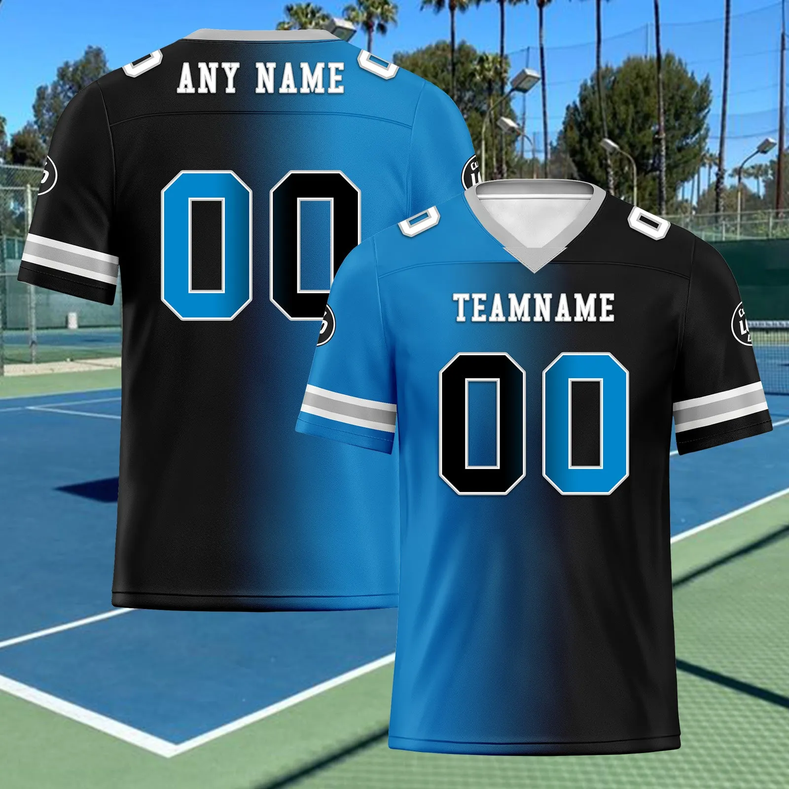 Custom Blue Black North Carolina Personalized Authentic Football Jersey FBJ02-D028017-3