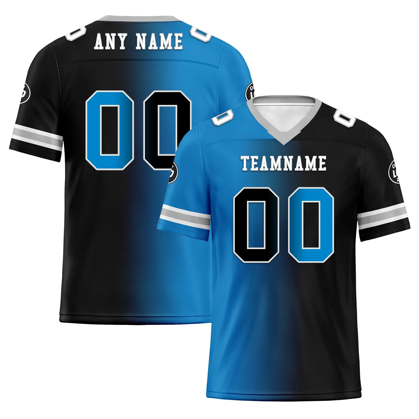 Custom Blue Black North Carolina Personalized Authentic Football Jersey FBJ02-D028017-3