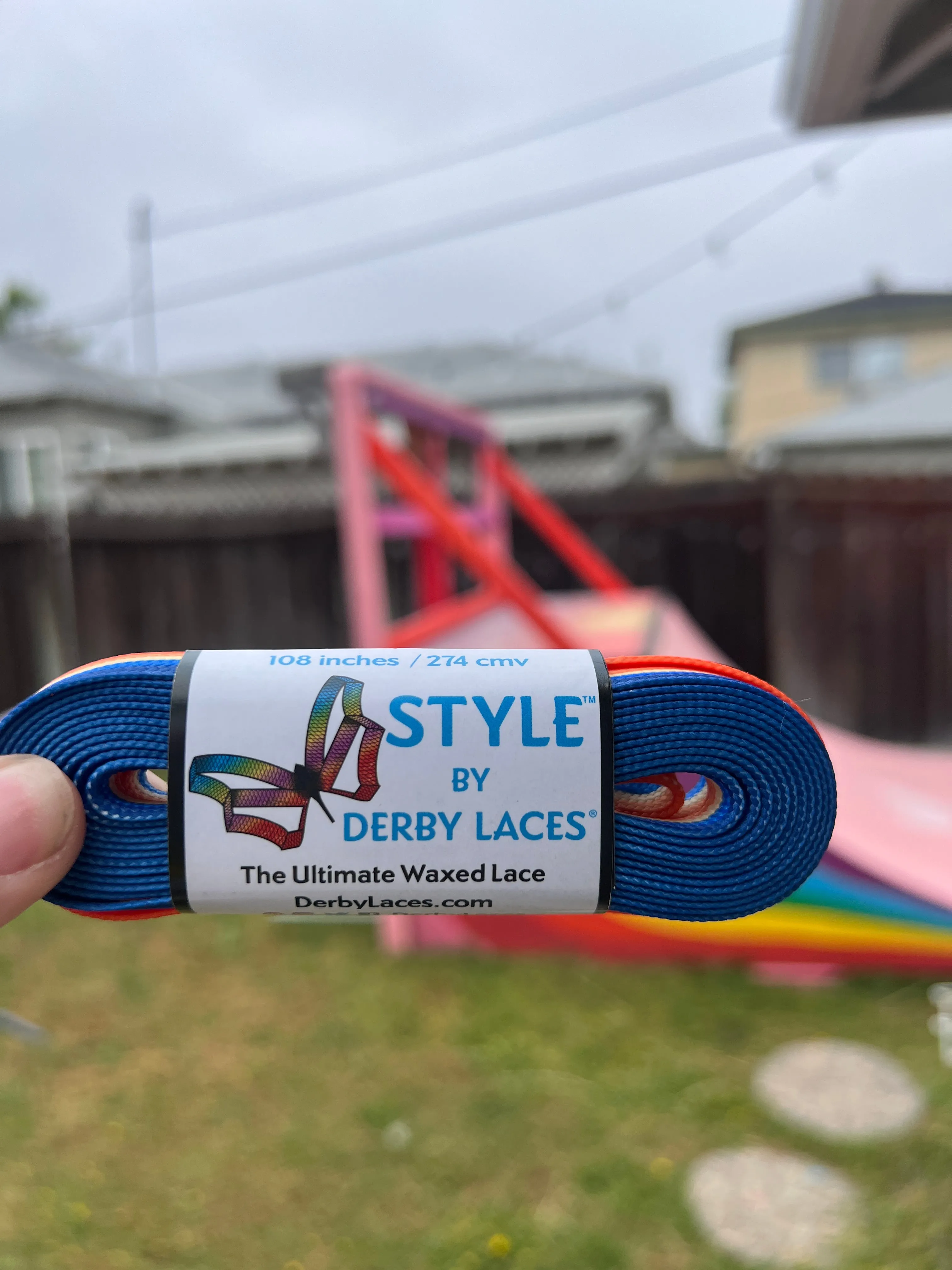 Desert Sunset Blue and Orange Stripe – 108 inch CORE Roller Skate Laces (Narrow 6mm)