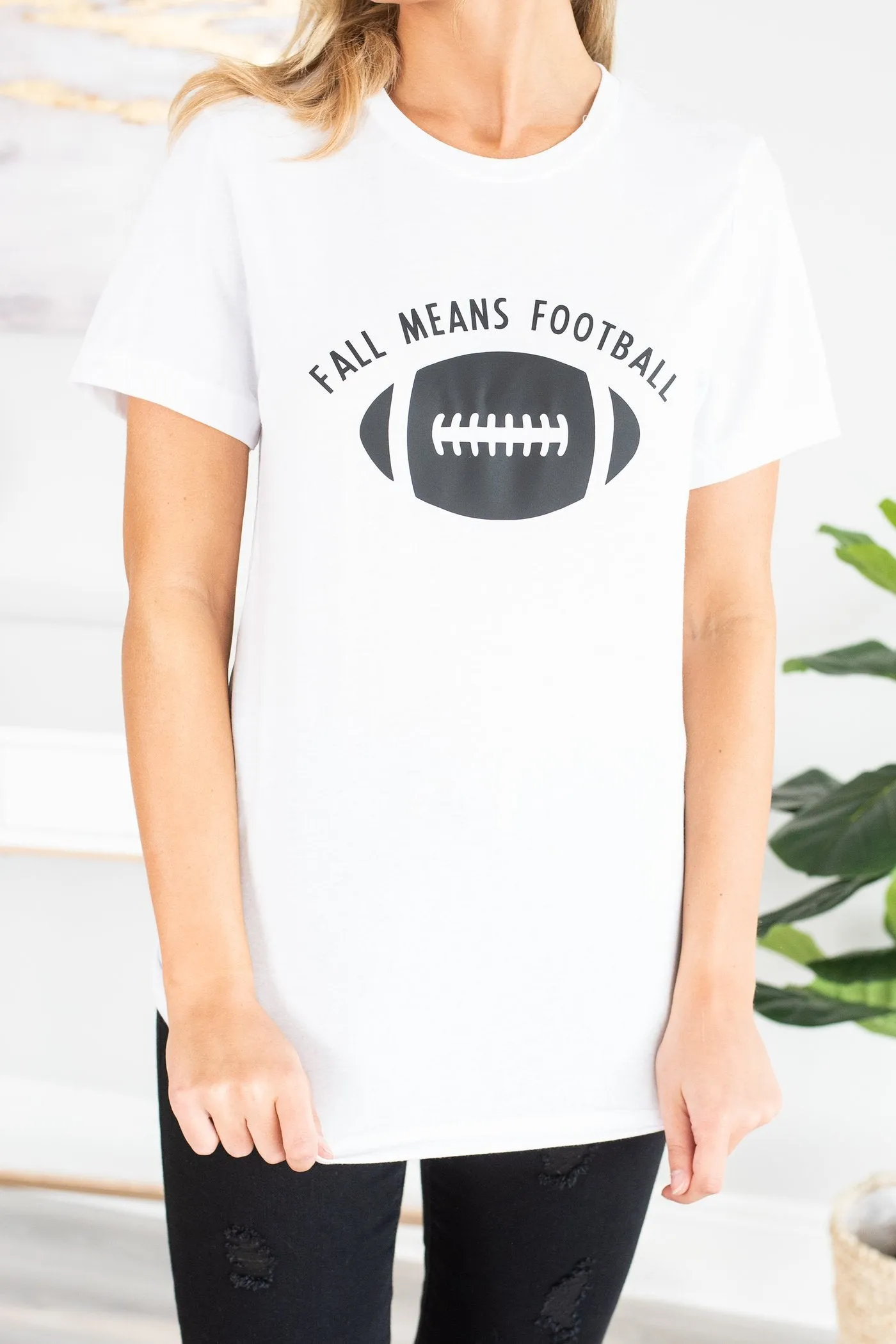 Fall Means Football White Graphic Tee