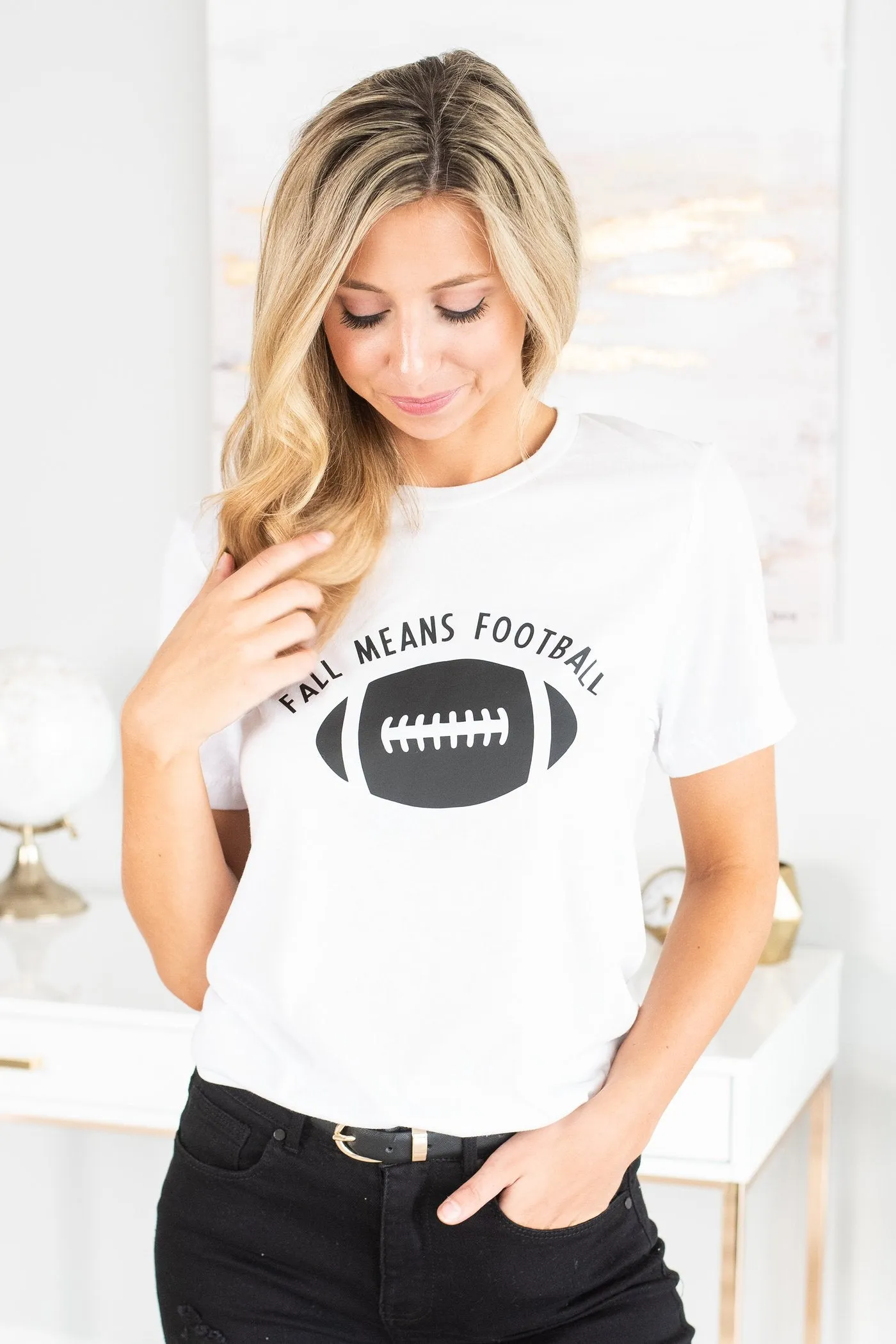 Fall Means Football White Graphic Tee