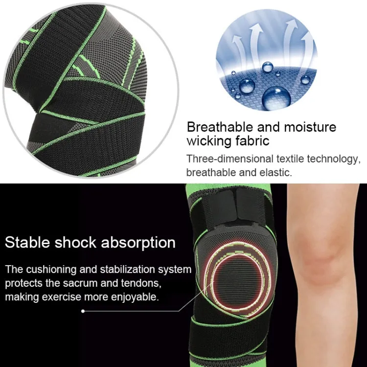 Fitness Running Cycling Bandage Knee Support Braces Elastic Nylon Sports Compression Pad Sleeve, Size:XL(Green)