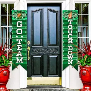 Football Decorations Football Sign Wall Pennant Banner Football Porch Sign Welcome Banner for Sport Theme Party Football Parade Decoration Game Time Festival Banner Party Accessory (Green, 47.2 x 11.8
