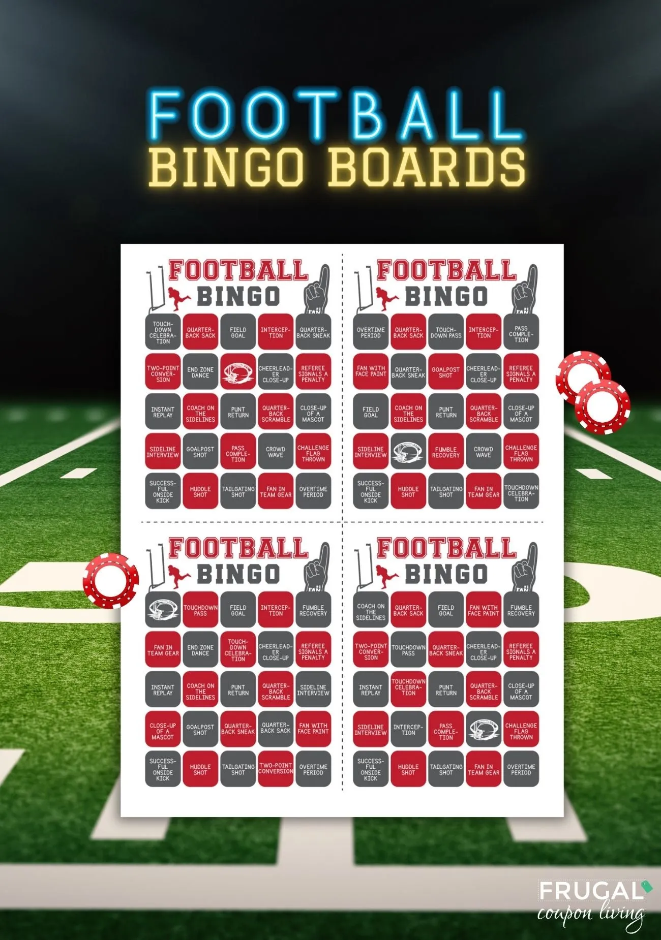 Football Party Games Set |  Charades, Bingo, 5-Second, More