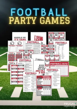 Football Party Games Set |  Charades, Bingo, 5-Second, More