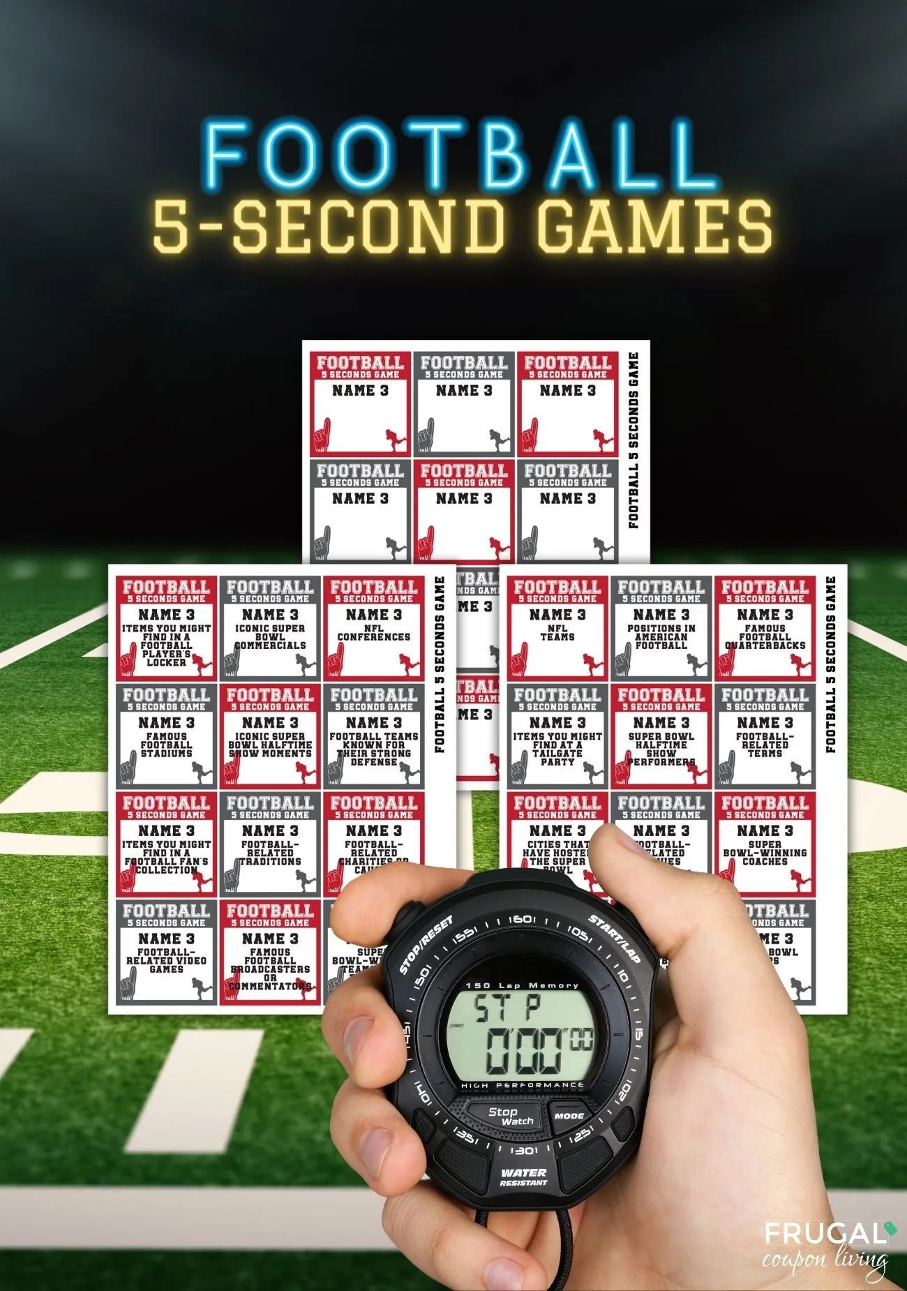 Football Party Games Set |  Charades, Bingo, 5-Second, More
