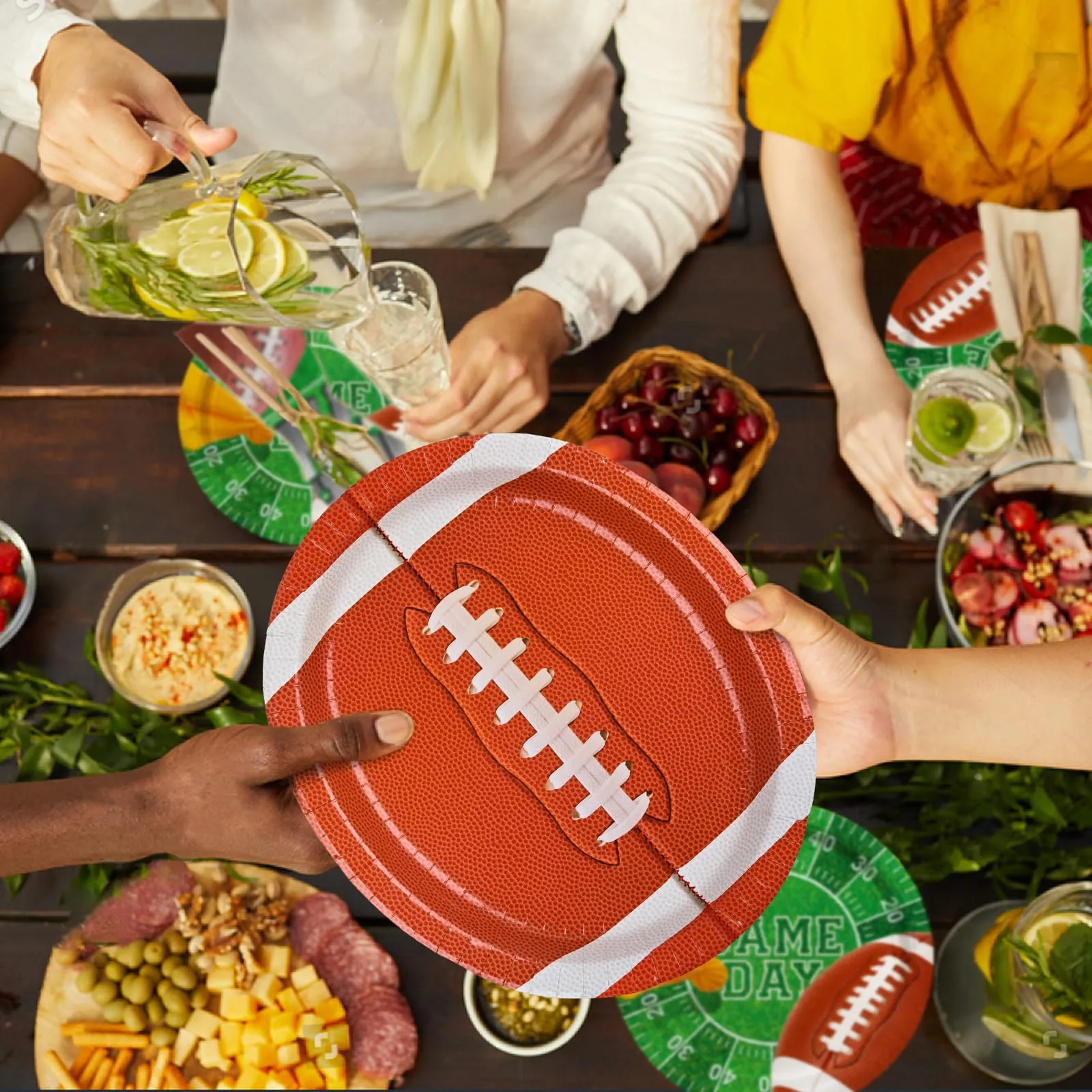Football Party Supplies Kit for 36 Guests - Includes Large 12.5in Plates and 7in Dessert Plates,- for Football Birthday and Tailgate Party Decorations