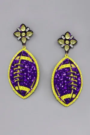 Gameday Glitter Football Earrings