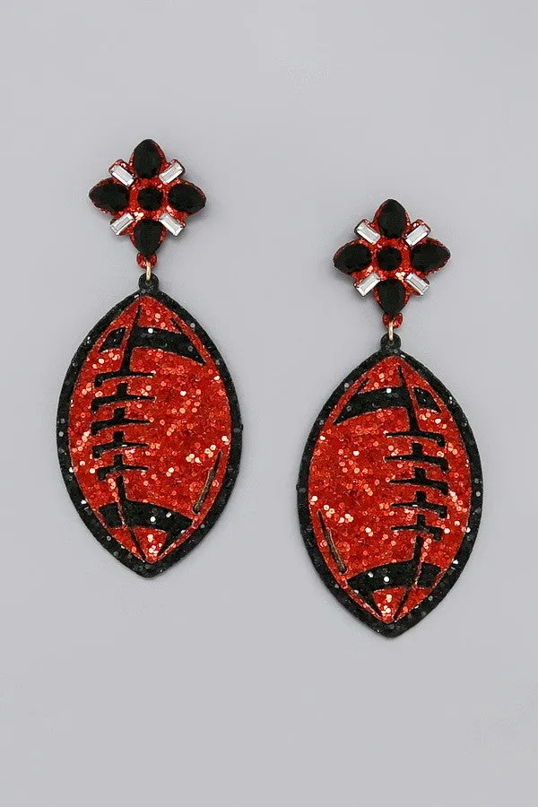 Gameday Glitter Football Earrings
