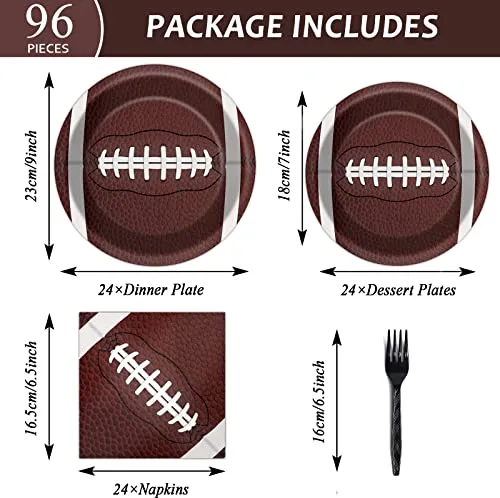 gisgfim 96 Pcs Football Party Supplies Bundle Paper Plates Napkins Football Sports Party Birthday Decorations Favors For Kids Serves 24