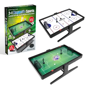 Global Gizmos 55649 2 in 1 Magnetic Game Football & Air Hockey | Easy to Assemble - Ideal for Home or Travel | Sliding Scoreboard | Portable Sports Table