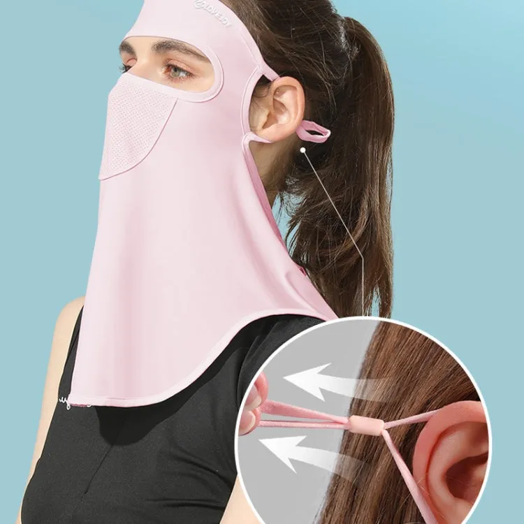 GOLOVEJOY Summer Ice Silk Sunscreen Face Shield  Ladies Outdoor Neck Protection Veil(Purple)
