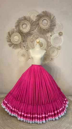 Hoja de Maiz Doble Vuelo Folklórico Practice Skirt – Rosa Mexicano