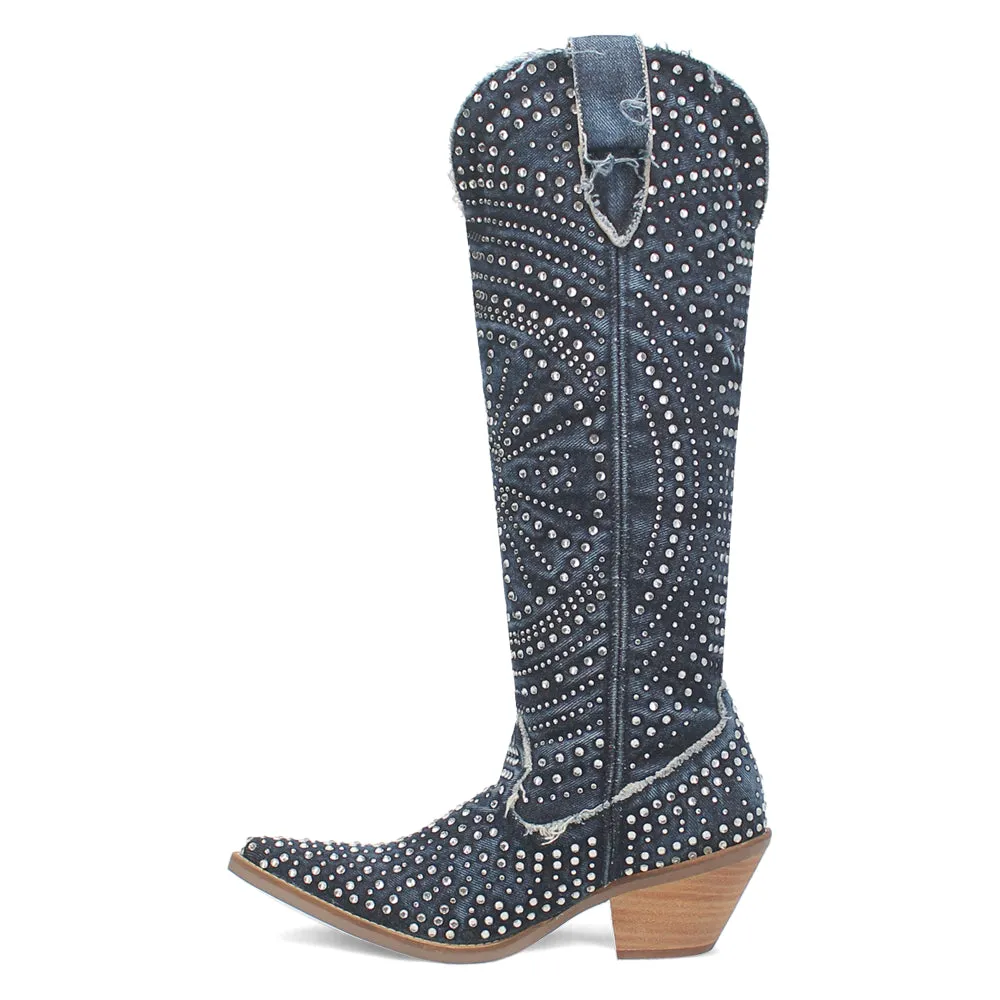 Honkytonk Honey Rhinestone Snip Toe Pull On Cowboy Boots