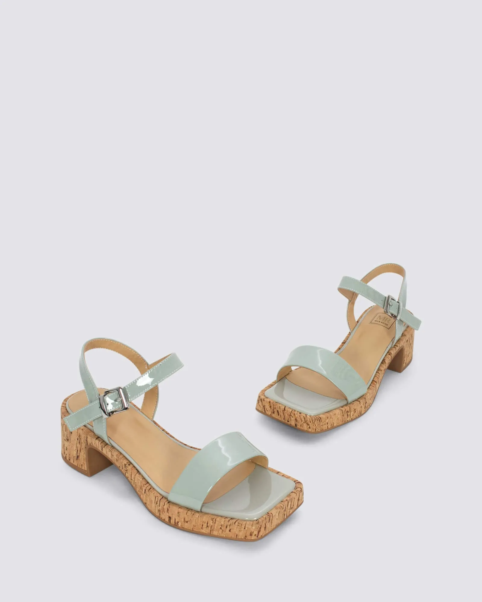 JUJU PLATFORM SANDALS MIST PATENT