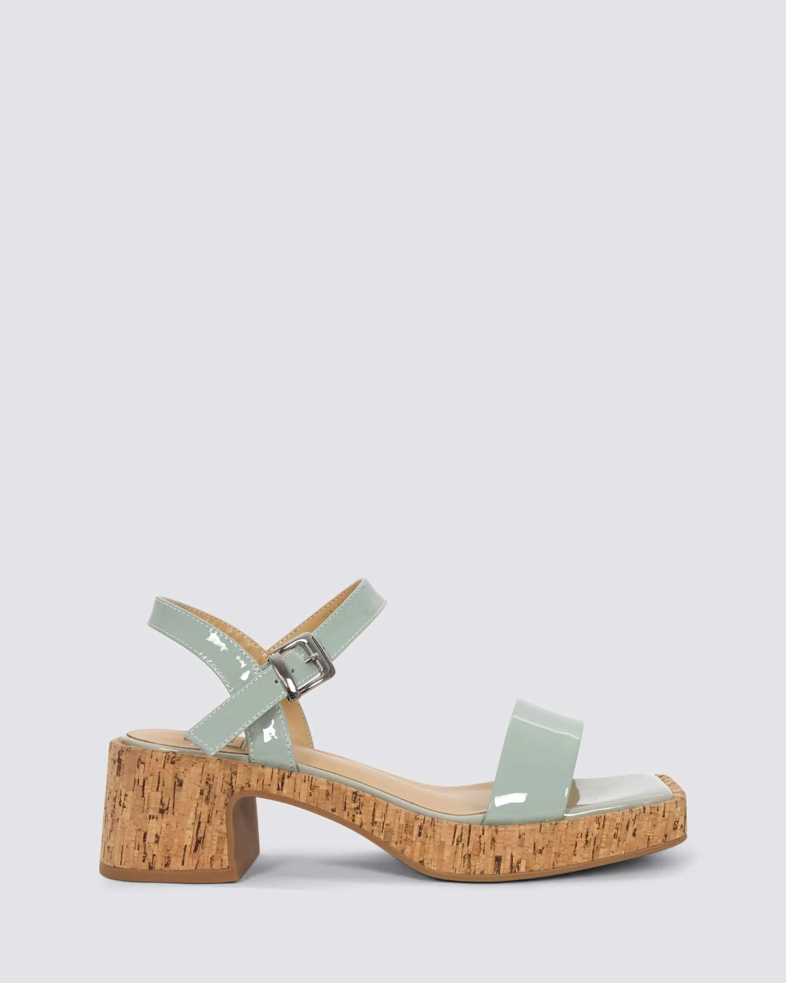 JUJU PLATFORM SANDALS MIST PATENT