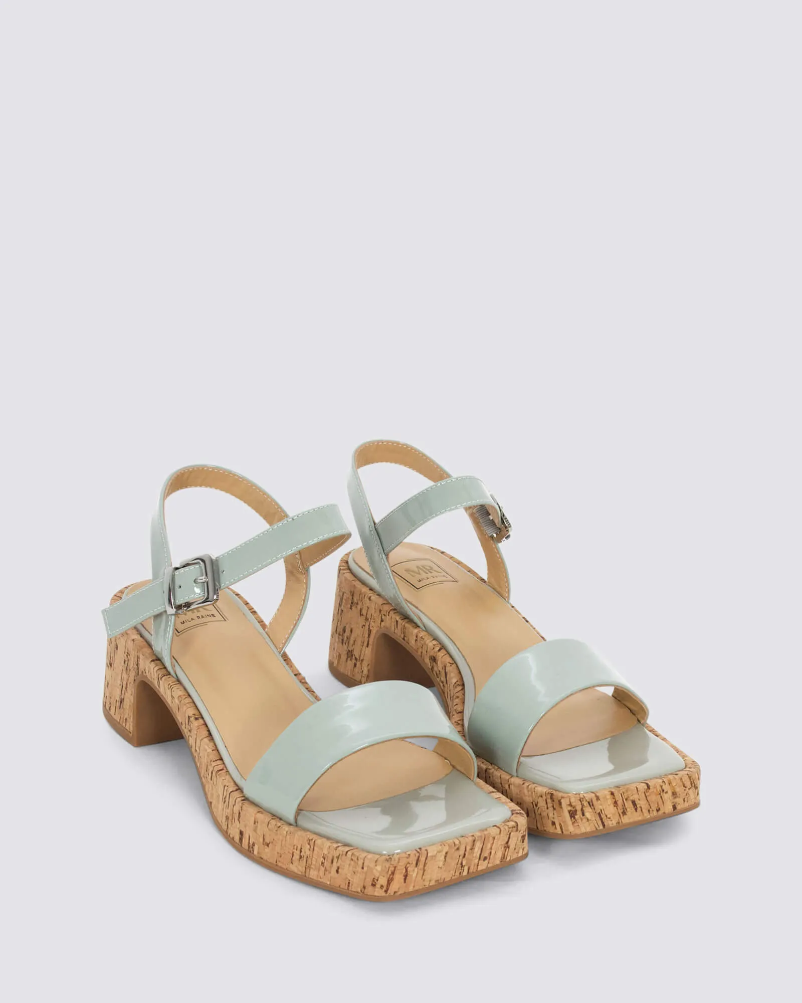 JUJU PLATFORM SANDALS MIST PATENT