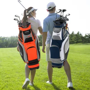 NNECW Lightweight &amp Portable Golf Stand Bag with 7 Zippered Pocket-Red