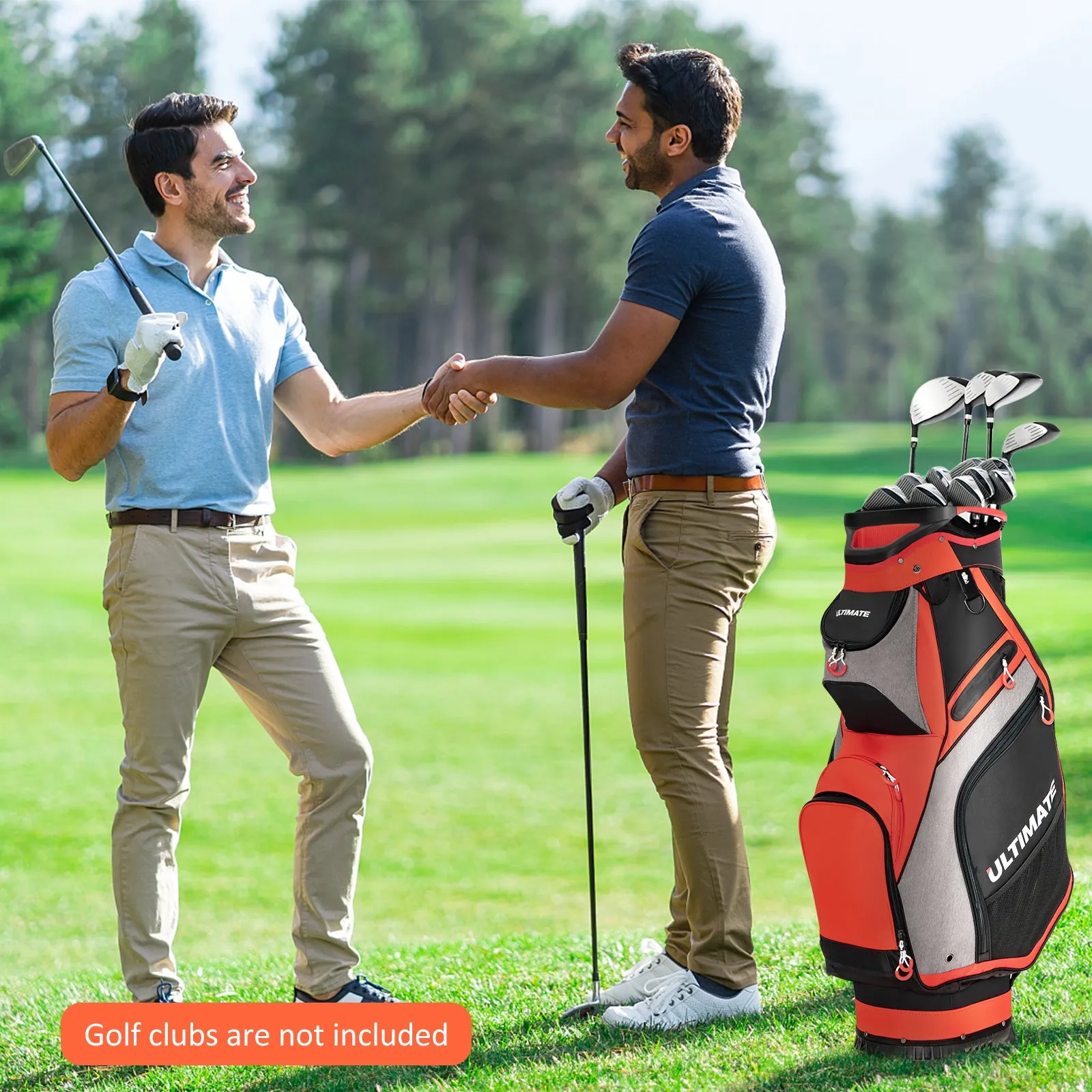 NNECW Lightweight &amp Portable Golf Stand Bag with 7 Zippered Pocket-Red