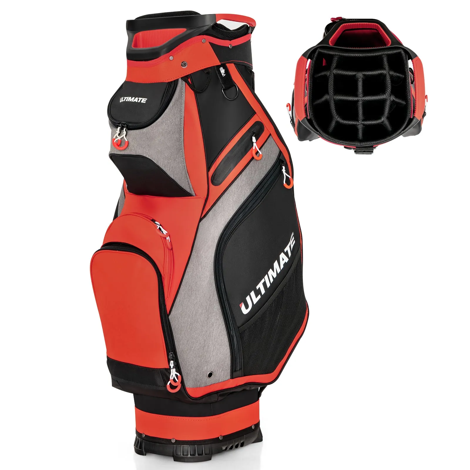 NNECW Lightweight &amp Portable Golf Stand Bag with 7 Zippered Pocket-Red