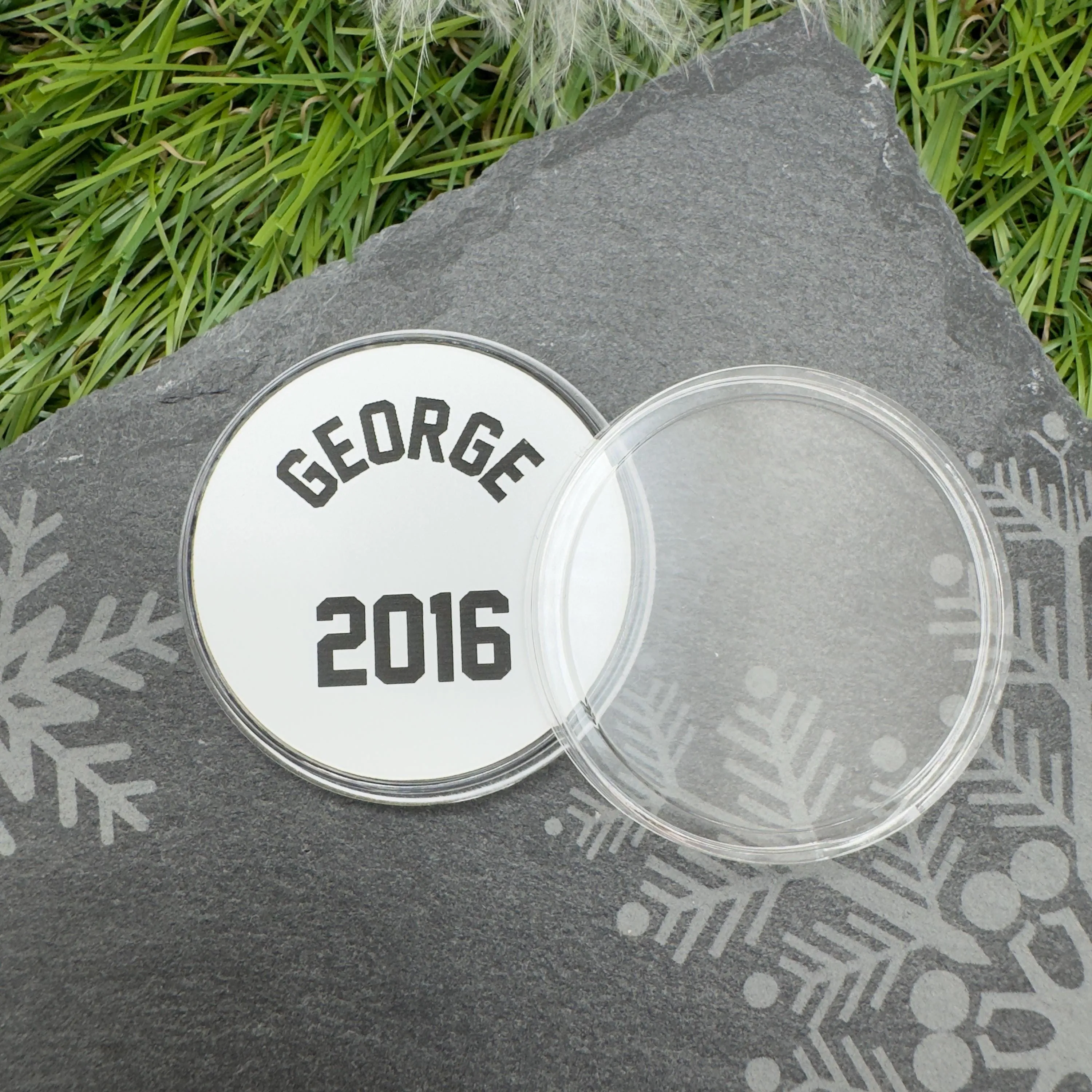 Personalised Football Coin Custom Token with Name and Number in Coin Capsule Football keepsake with Soccer Card
