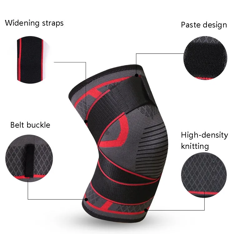 Pressurized Tape Knit Sports Knee Pad, Specification: XXL (Black)