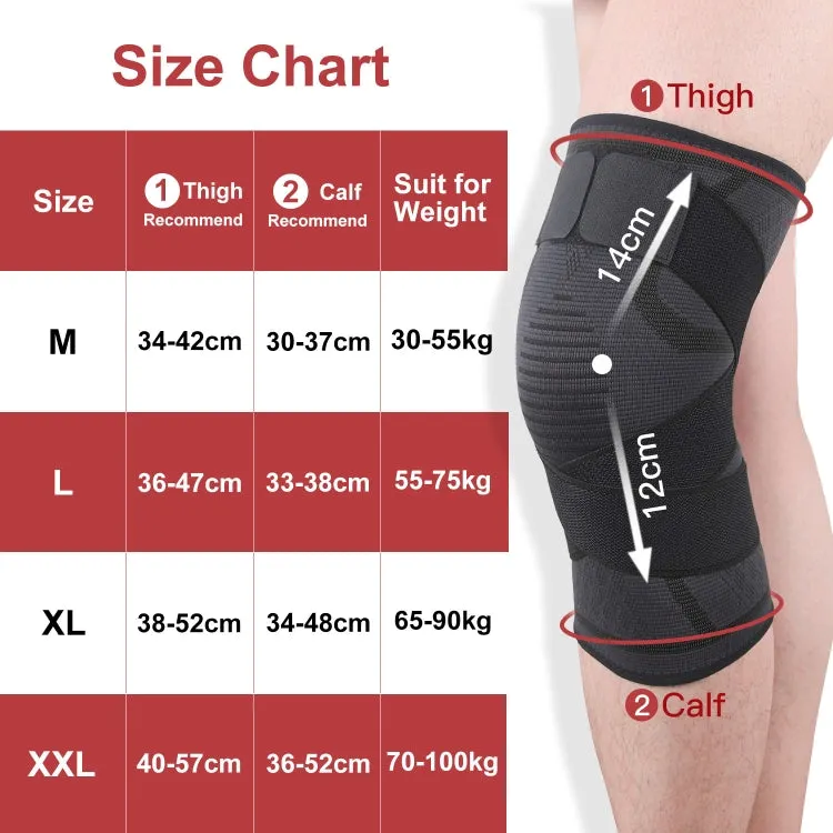 Pressurized Tape Knit Sports Knee Pad, Specification: XXL (Black)
