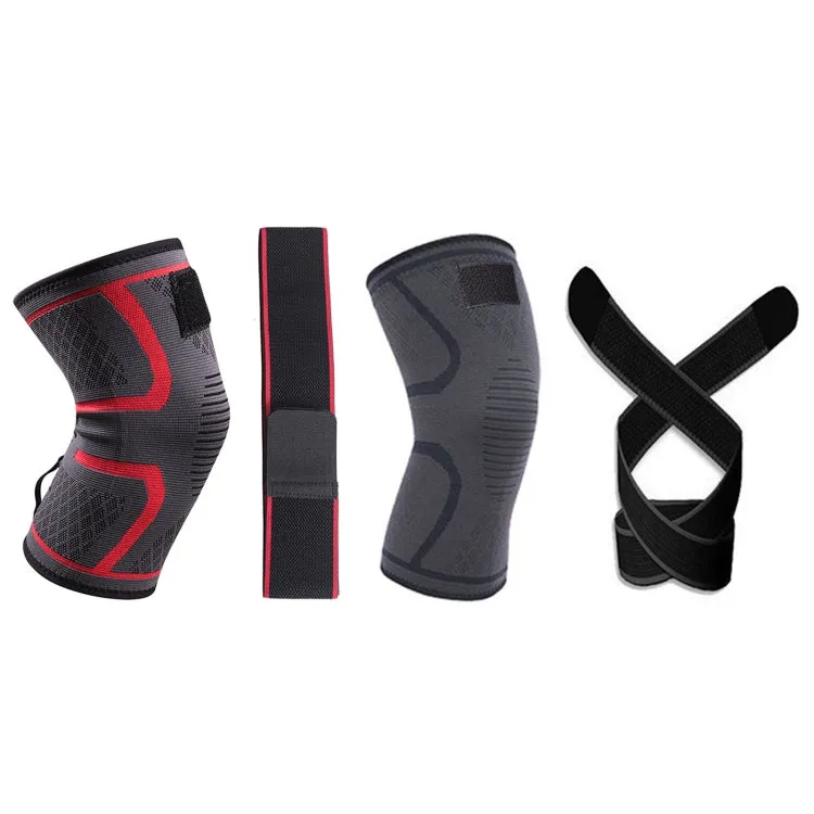 Pressurized Tape Knit Sports Knee Pad, Specification: XXL (Black)