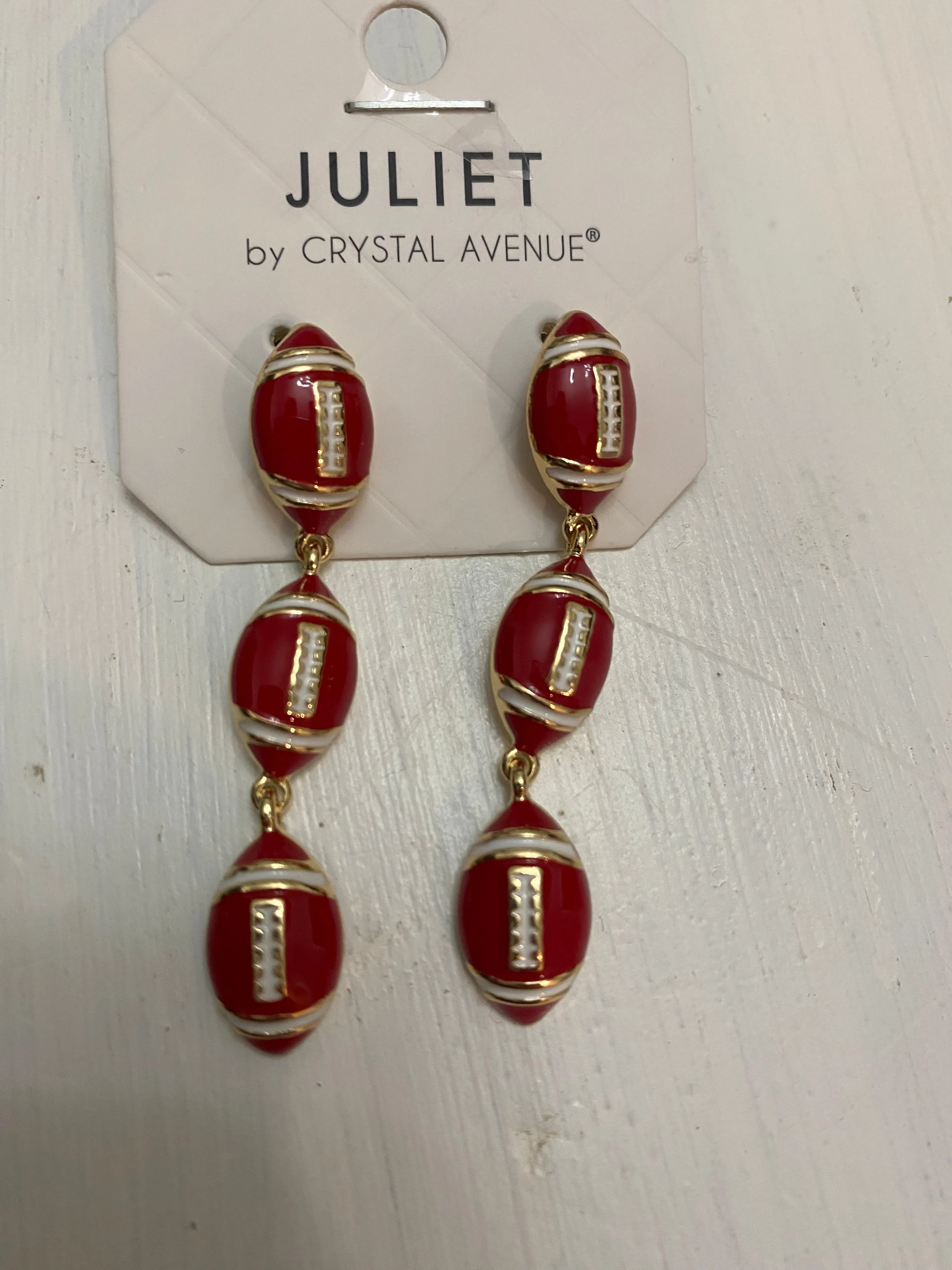Red Football Dangle Earrings