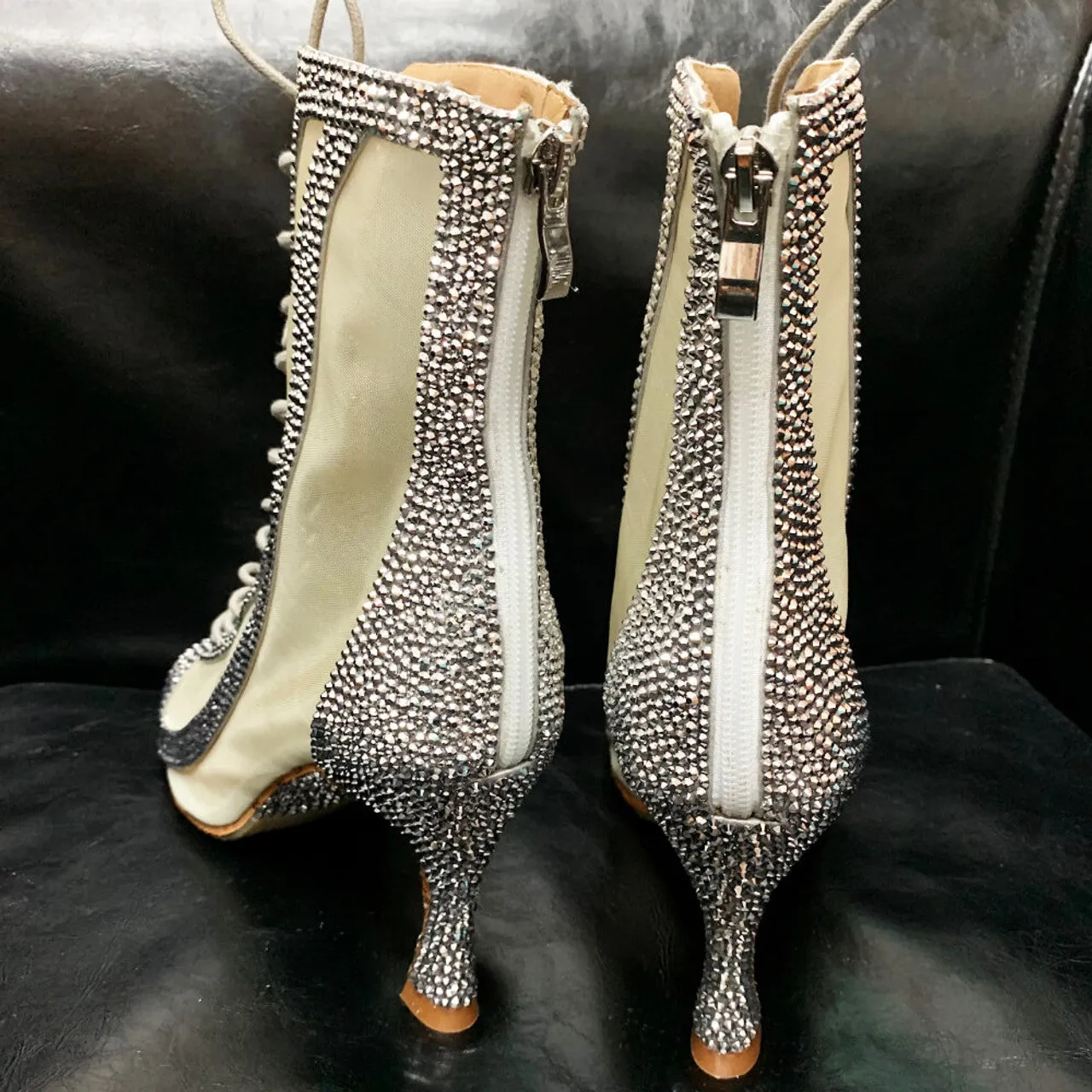 Sierra - Silver Crystals Decorated Latin Dance Booties