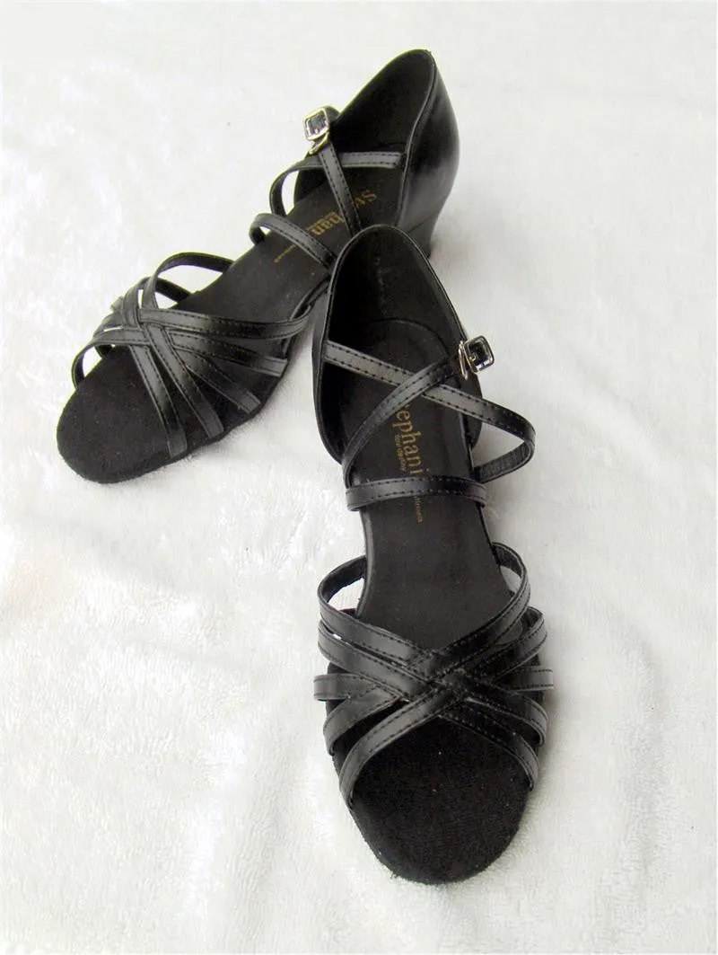 Stephanie Dance Shoes 16003 - 11X Black Leather / Two Way Strap