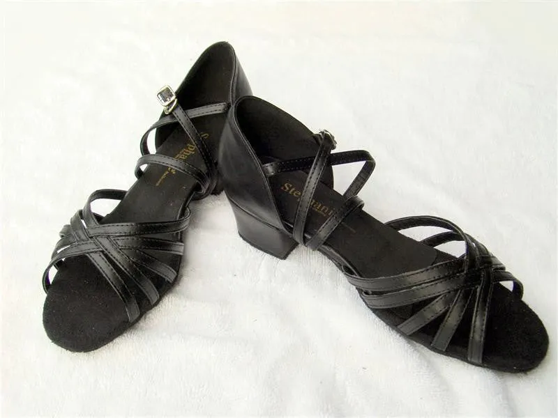 Stephanie Dance Shoes 16003 - 11X Black Leather / Two Way Strap