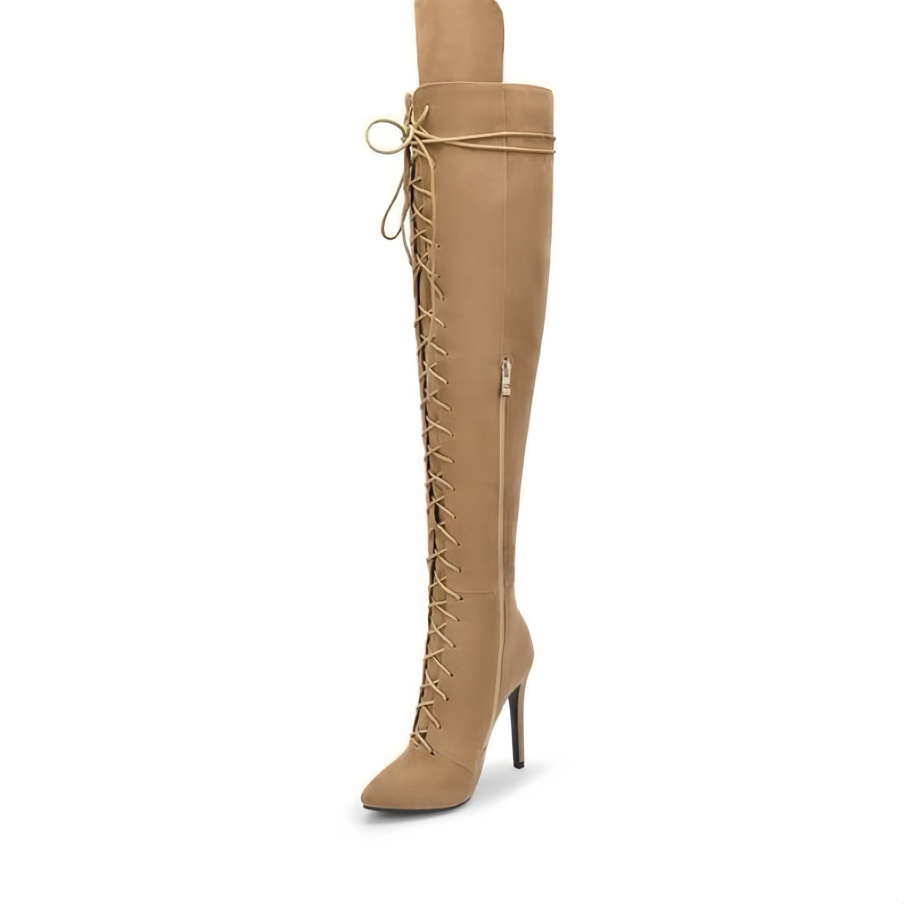 Tillbuy Tie Up Over Knee Boots